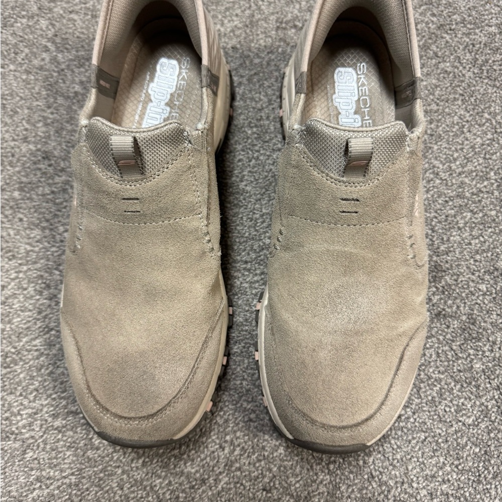 Skechers Women’s Slip-On Suede Sneakers in Taupe